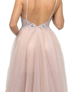 Cinderella Divine - Appliqued V-neck Tulle A-line Dress 11 Cinderella Divine - Appliqued V-neck Tulle A-line Dress