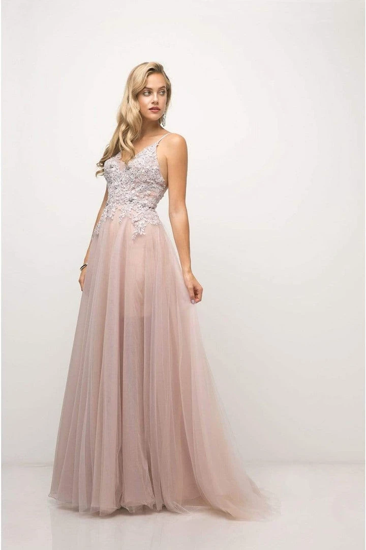 Cinderella Divine - Appliqued V-neck Tulle A-line Dress 7 Cinderella Divine - Appliqued V-neck Tulle A-line Dress