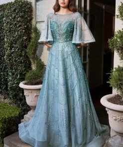 Cinderella Divine B719 - Bateau A-line Formal Gown