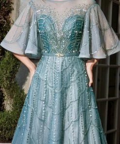 Cinderella Divine B719 - Bateau A-line Formal Gown