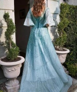 Cinderella Divine B719 - Bateau A-line Formal Gown