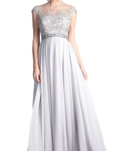 Cinderella Divine - Beaded Lace Illusion Bateau A-line Dress 18 Cinderella Divine - Beaded Lace Illusion Bateau A-line Dress