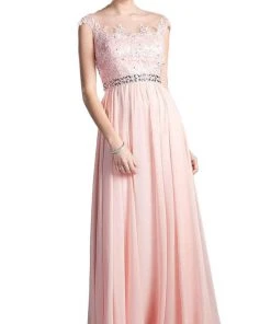 Cinderella Divine - Beaded Lace Illusion Bateau A-line Dress 14 Cinderella Divine - Beaded Lace Illusion Bateau A-line Dress