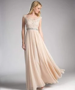 Cinderella Divine - Beaded Lace Illusion Bateau A-line Dress 16 Cinderella Divine - Beaded Lace Illusion Bateau A-line Dress