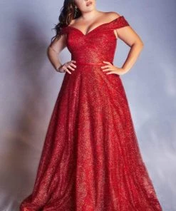 Cinderella Divine - CB050 Glitter Print Off-Shoulder Ballgown 17 Cinderella Divine - CB050 Glitter Print Off-Shoulder Ballgown