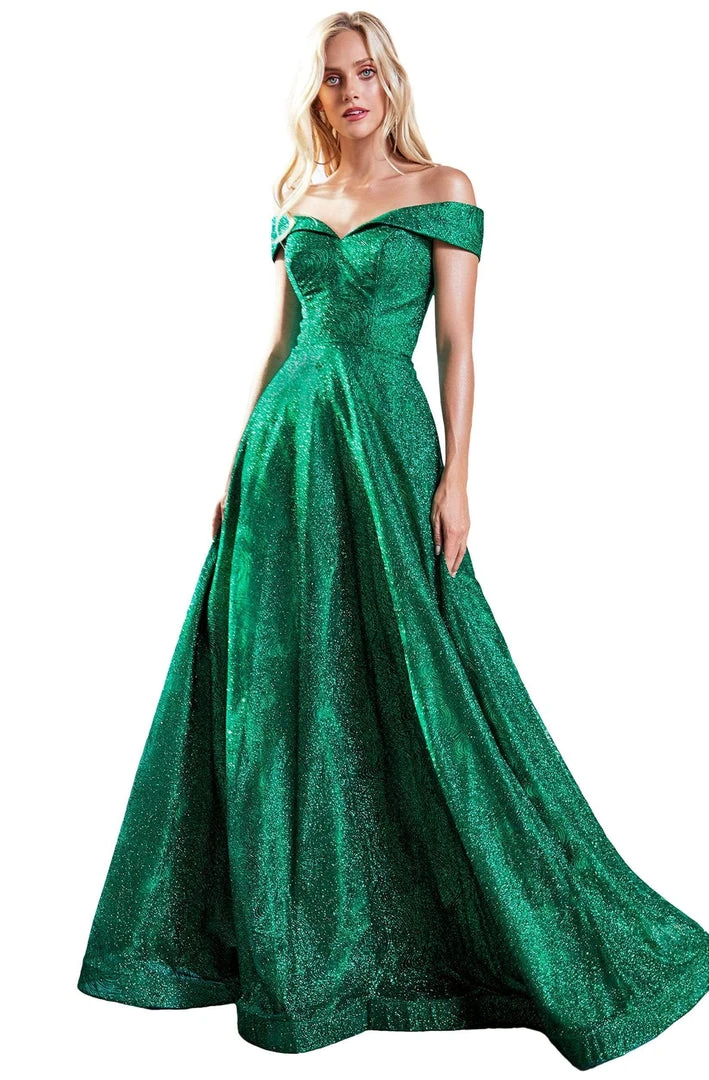 Cinderella Divine - CB050 Glitter Print Off-Shoulder Ballgown 3 Cinderella Divine - CB050 Glitter Print Off-Shoulder Ballgown