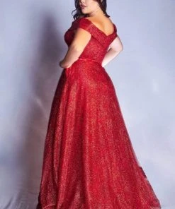 Cinderella Divine - CB050 Glitter Print Off-Shoulder Ballgown 18 Cinderella Divine - CB050 Glitter Print Off-Shoulder Ballgown