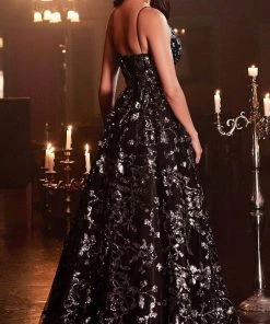 Cinderella Divine CB073 - Floral Sequin Evening Dress