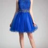 Cinderella Divine - CD0117 Sleeveless Lace Bodice Tulle A-Line Cocktail Dress