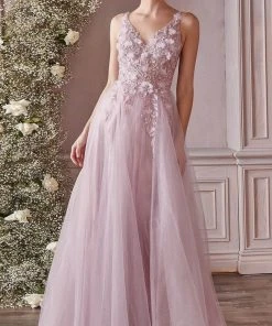 Cinderella Divine CD0181 - Floral Applique Prom Dress
