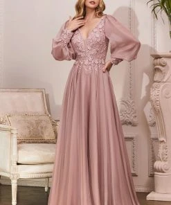 Cinderella Divine CD0183 - Bishop Sleeve Prom Dress
