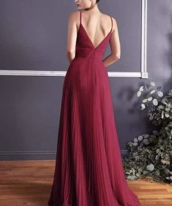 Cinderella Divine - CD184 Sleeveless Pleated Tulle A-Line Gown