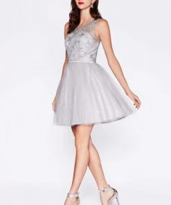 Cinderella Divine - CD20 Glitter Floral Tulle Cocktail Dress