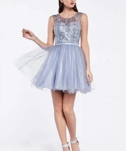 Cinderella Divine - CD20 Glitter Floral Tulle Cocktail Dress