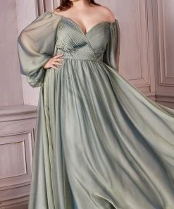 Cinderella Divine CD243C - Bishop Sleeve Prom Gown
