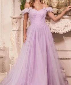 Cinderella Divine CD957 - Off-shoulder Long Gown