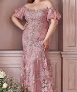 Cinderella Divine CD959C - Embroidered Trumpet Dress