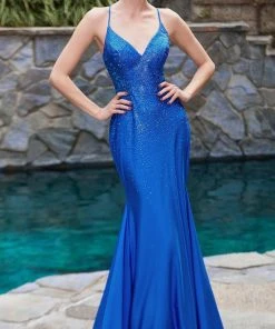 Cinderella Divine CDS413 - Sleeveless V-neck Long Gown