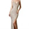Cinderella Divine - CF199 Sequin Cowl Neckline Sheath Dress