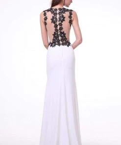 Cinderella Divine - J736 Sheer Back Long Sheath Dress