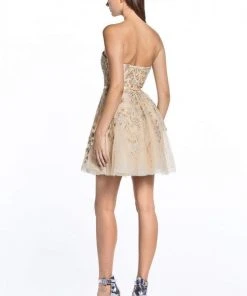 Cinderella Divine - KV1048 Floral Applique Sweetheart A-line Dress