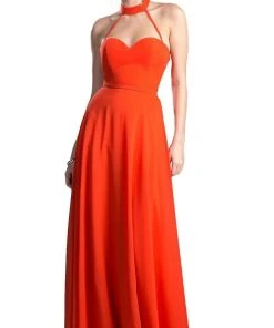 Cinderella Divine - Sleeveless Sleek Halter A-line Dress 10 Cinderella Divine - Sleeveless Sleek Halter A-line Dress