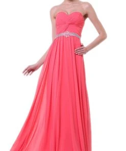 Cinderella Divine - Twisted Ruched Jeweled Sweetheart A-line Dress