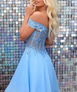 Clarisse 30257 - Beaded Lace Off Shoulder Cocktail Dress