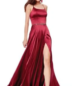 Clarisse - 3712 Embellished Scoop Charmeuse A-line Dress 10 Clarisse - 3712 Embellished Scoop Charmeuse A-line Dress