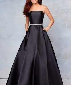 Clarisse - 3739 Strapless Embellished Belt Mikado Prom Gown