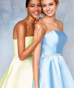 Clarisse - 3739 Strapless Embellished Belt Mikado Prom Gown 10 Clarisse - 3739 Strapless Embellished Belt Mikado Prom Gown