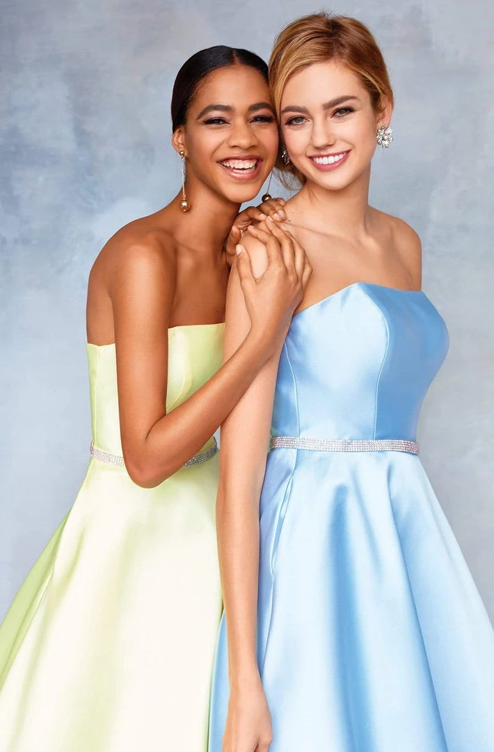 Clarisse - 3739 Strapless Embellished Belt Mikado Prom Gown 6 Clarisse - 3739 Strapless Embellished Belt Mikado Prom Gown