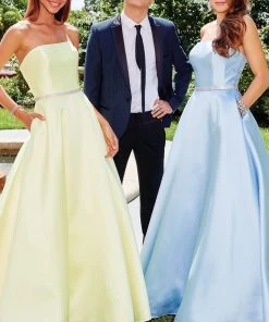 Clarisse - 3739 Strapless Embellished Belt Mikado Prom Gown 11 Clarisse - 3739 Strapless Embellished Belt Mikado Prom Gown