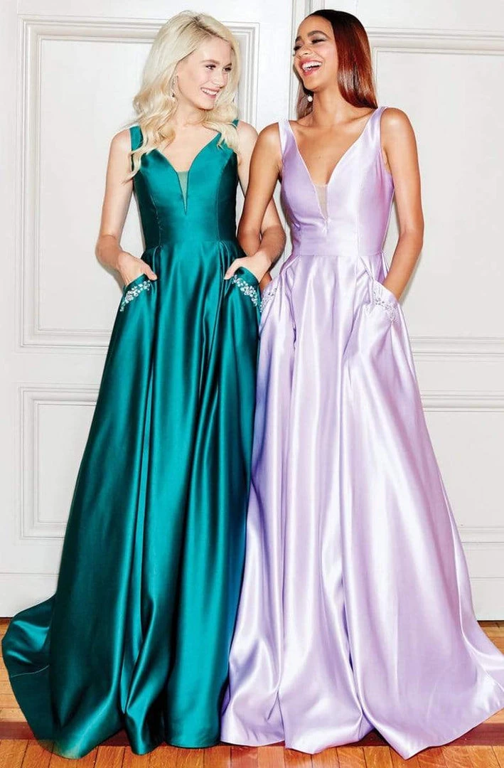 Clarisse - 3741 V Neck Corset Lace Up Back Satin Prom Dress 7 Clarisse - 3741 V Neck Corset Lace Up Back Satin Prom Dress