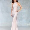 Clarisse - 3745 Embellished Halter Shimmer Jersey Trumpet Dress