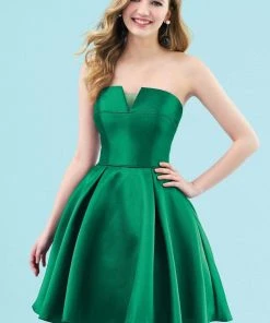 Clarisse - 3917 Strapless V Neck Glossy Mikado Cocktail Dress