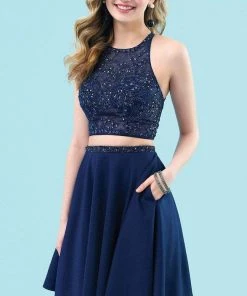 Clarisse - 3958 Beaded Top Two-Piece Dress