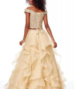 Clarisse - 5048 Two Piece Plunging Off-Shoulder Ruffled A-line Dress 5 Clarisse - 5048 Two Piece Plunging Off-Shoulder Ruffled A-line Dress