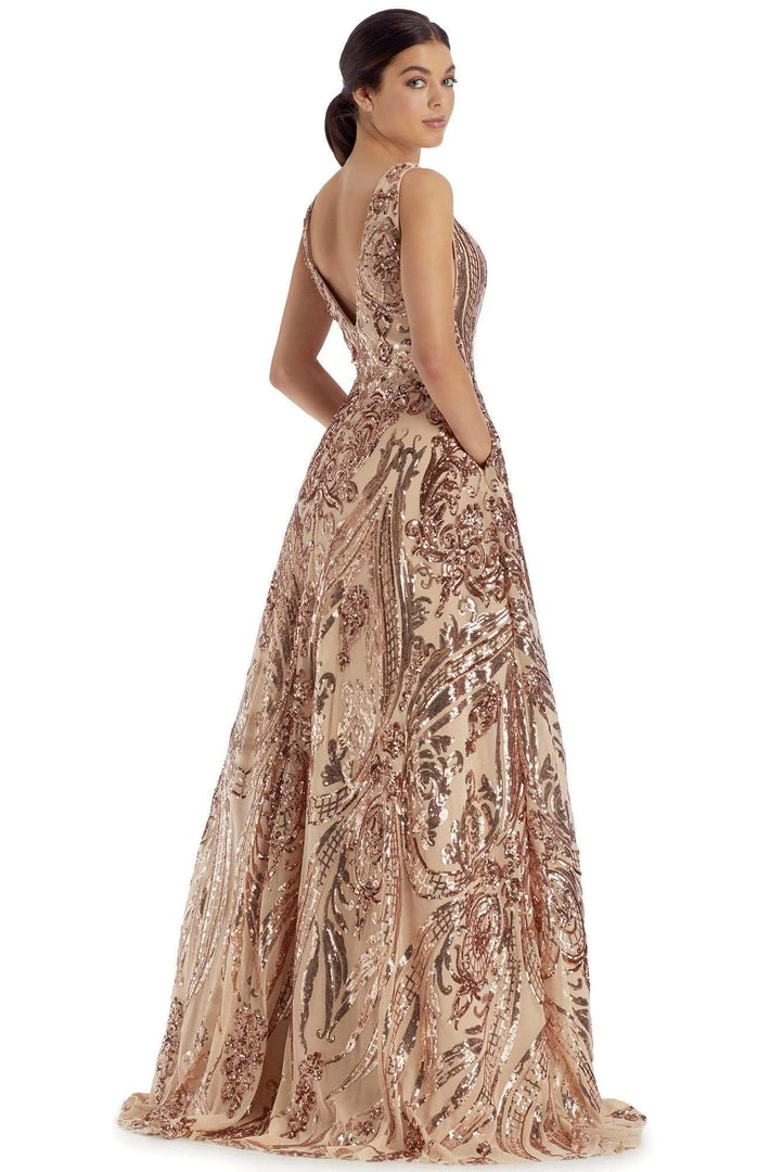 Clarisse - 5105 Plunging V-Neck Pattern-Sequined A-Line Gown 7 Clarisse - 5105 Plunging V-Neck Pattern-Sequined A-Line Gown