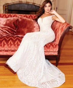 Clarisse - 600109 Lace Deep Off-Shoulder Mermaid Dress