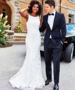 Clarisse - 600121 Sleeveless Lace Jewel Neck Mermaid Dress