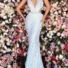 Clarisse - 800229 Sequined Trumpet Evening Gown