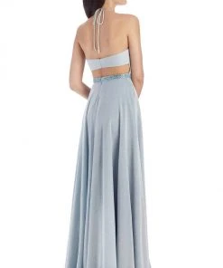 Clarisse - 8051 Halter Neck Beaded A-line Dress