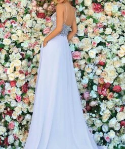 Clarisse - 810265 V Neck Beaded Flowy A-Line Gown