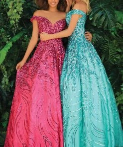 Clarisse - 810290 Off Shoulder Sequin Gown 8 Clarisse - 810290 Off Shoulder Sequin Gown