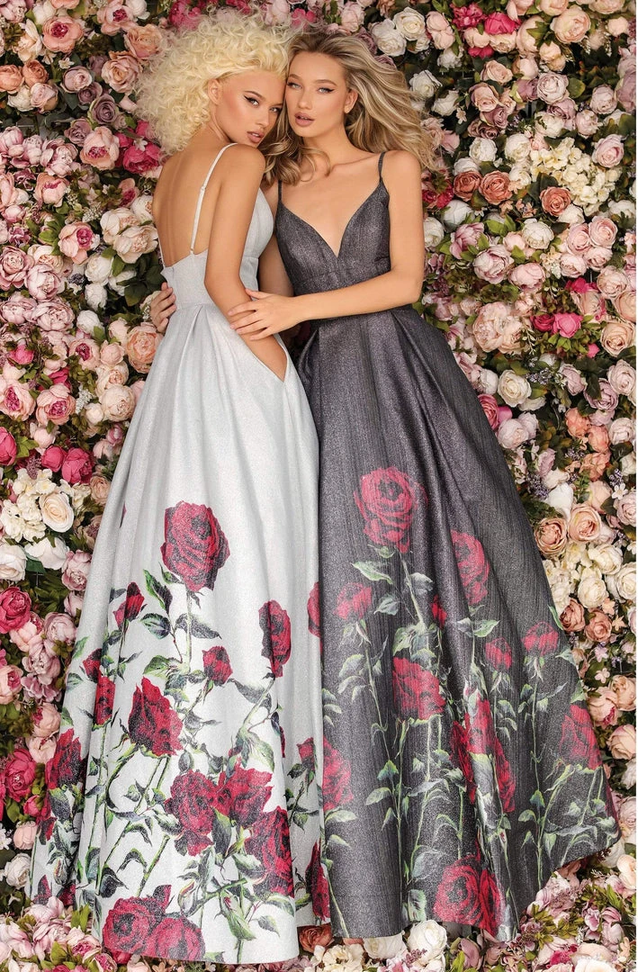 Clarisse - 8131 V-neck Floral Print A-line Dress 4 Clarisse - 8131 V-neck Floral Print A-line Dress