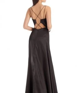 Clarisse - 8143 Pleated Surplice Bodice High Slit Gown