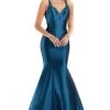 Clarisse - 8195 Beaded Deep V-neck Taffeta Trumpet Dress