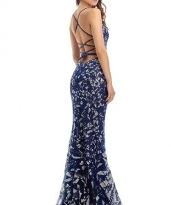 Clarisse - 8240 Sexy V-Neck Geometric Sheath Dress