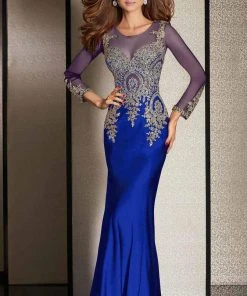 Clarisse - M6203 Embellished Illusion Scoop Dress